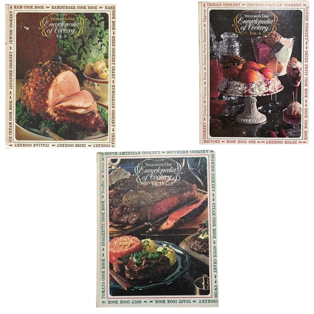 Cookbook Set Woman's Day Encyclopedia of Cookery Vol 4 6 11 Vintage Hardcover